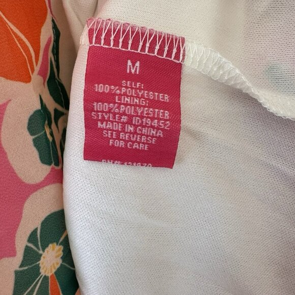 Flying Tomato Womens V Neck Mini Dress Puff Sleeves Size Medium Floral - Picture 7 of 7